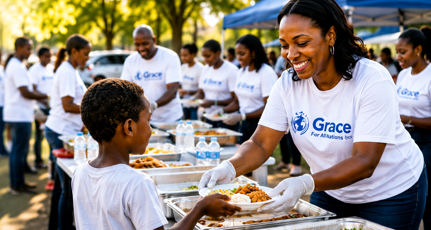Grace For All Nations volunteers serving meals